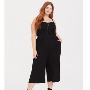 NWT Torrid black stretch challis lace-up jumpsuit